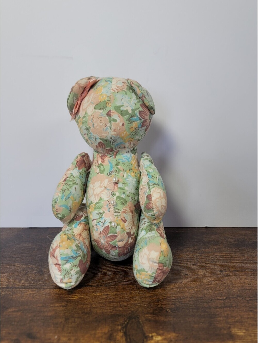 Rare Albert E Price Plush Toy Pastel Pearl Quilt Floral Print Bear Stuff Animal
